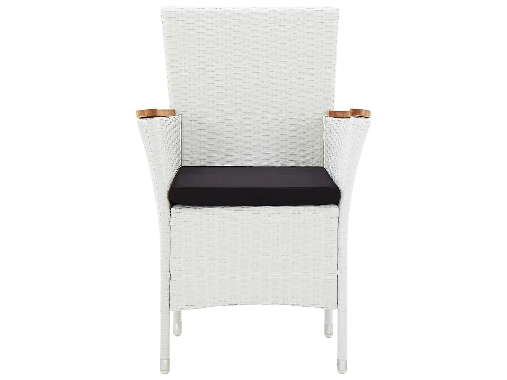Juego de comedor de jardín 5 piezas ratán sintético blanco