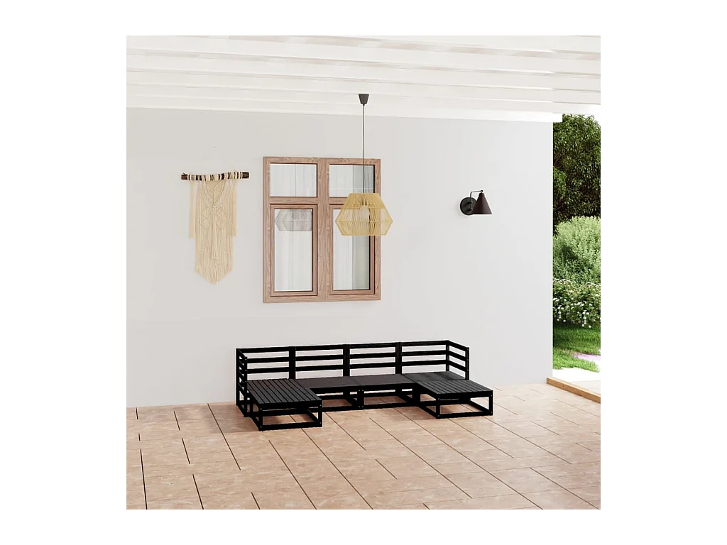 Set Divani da Giardino 6 pz in Legno Massello di Pino