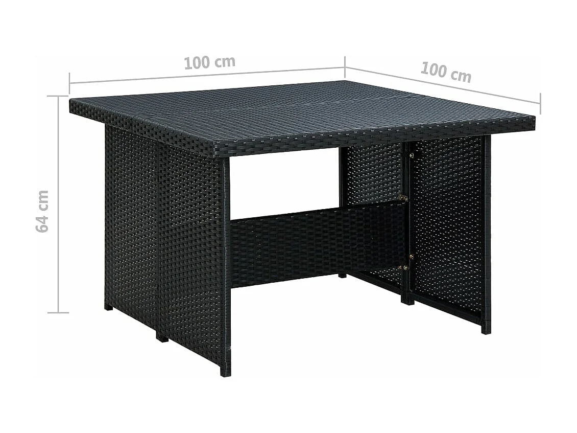 Salon de jardin 6 pcs avec coussins résine tressée noir