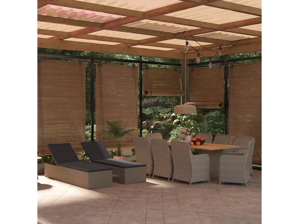 Ensemble à Manger de jardin 11pcs poly rotin et bois solide