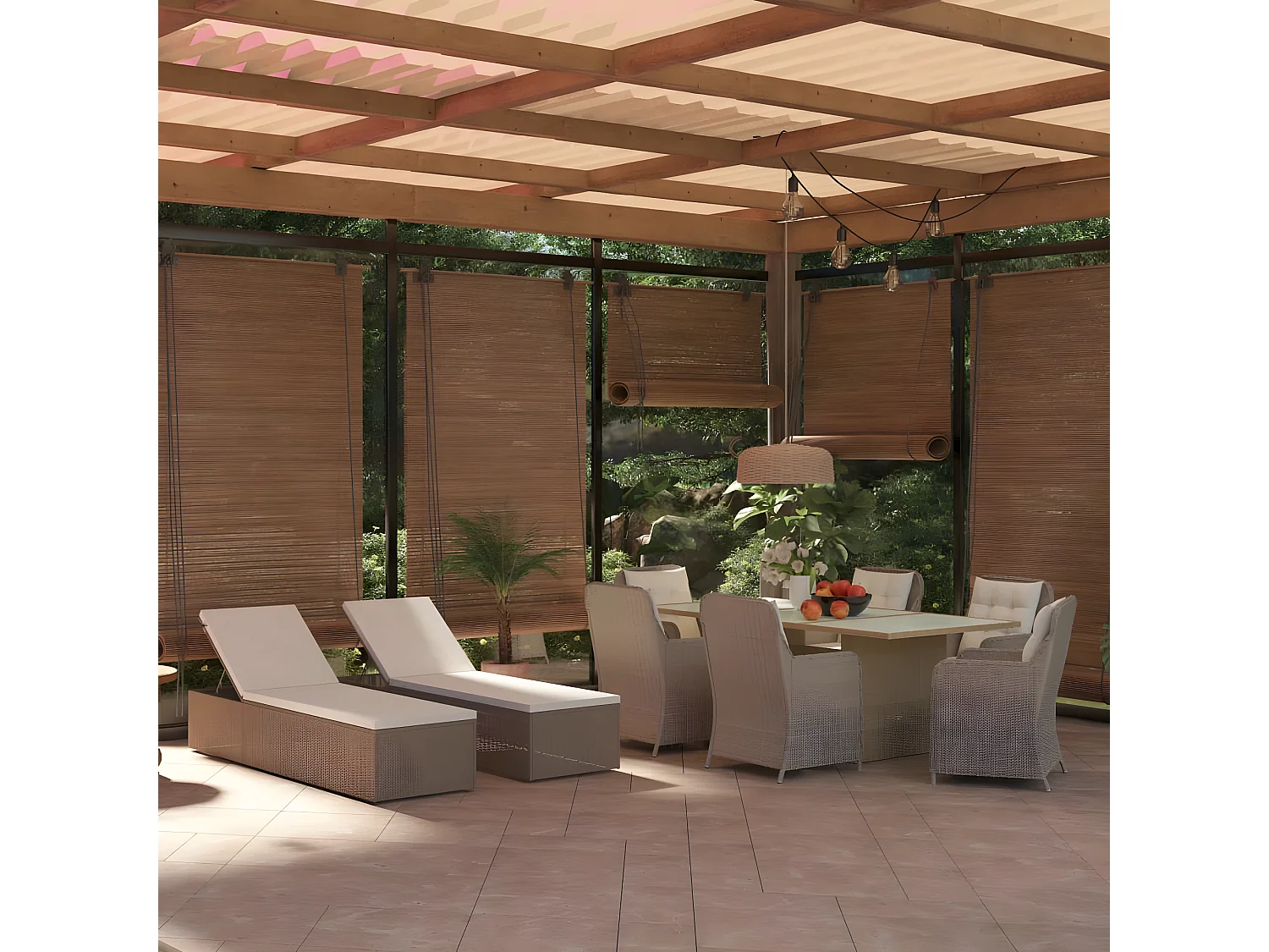 9 pcs conjunto de jantar para jardim vime PE castanho