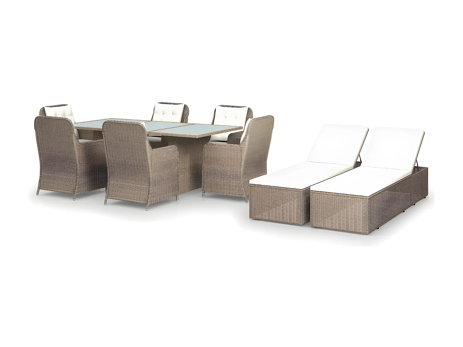 9 pcs conjunto de jantar para jardim vime PE castanho