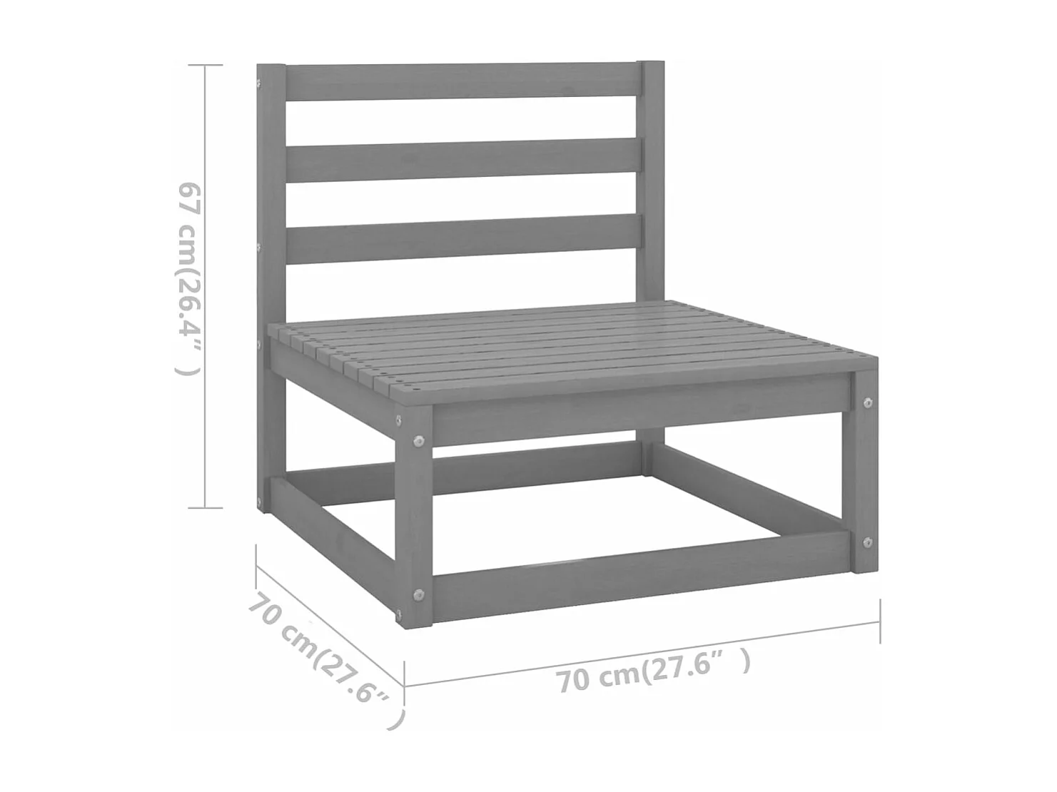 12-tlg. Garten-Lounge-Set mit Kissen Grau Massivholz Kiefer