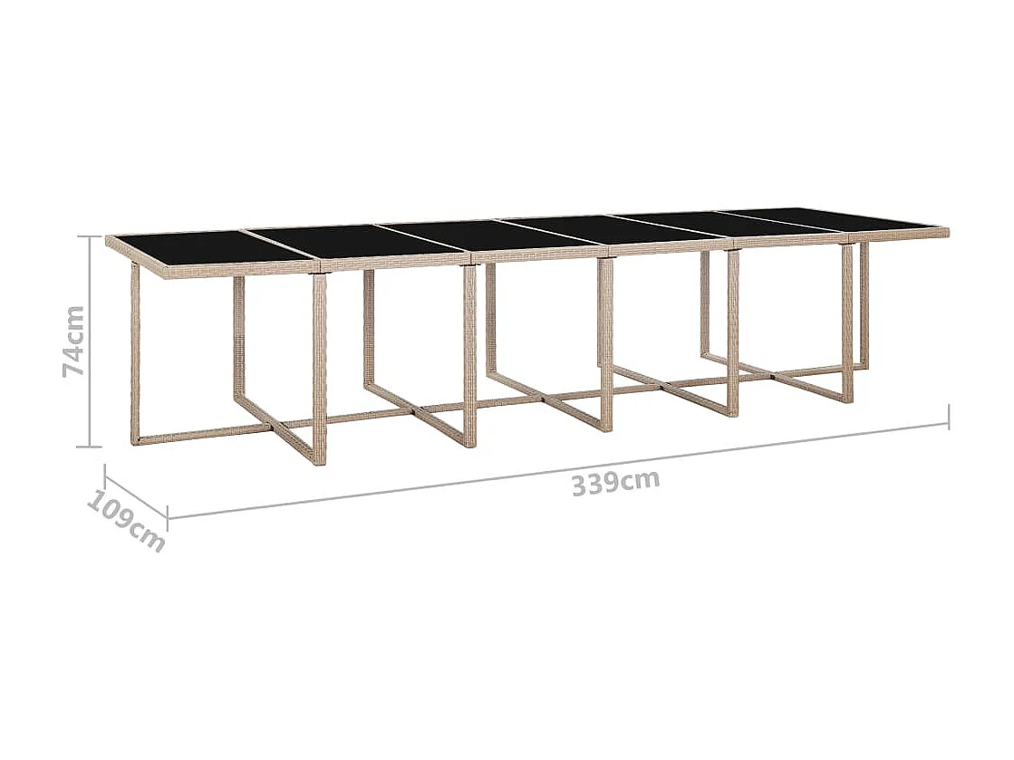 Set da Pranzo da Giardino 17 pz con Cuscini in Polyrattan Beige