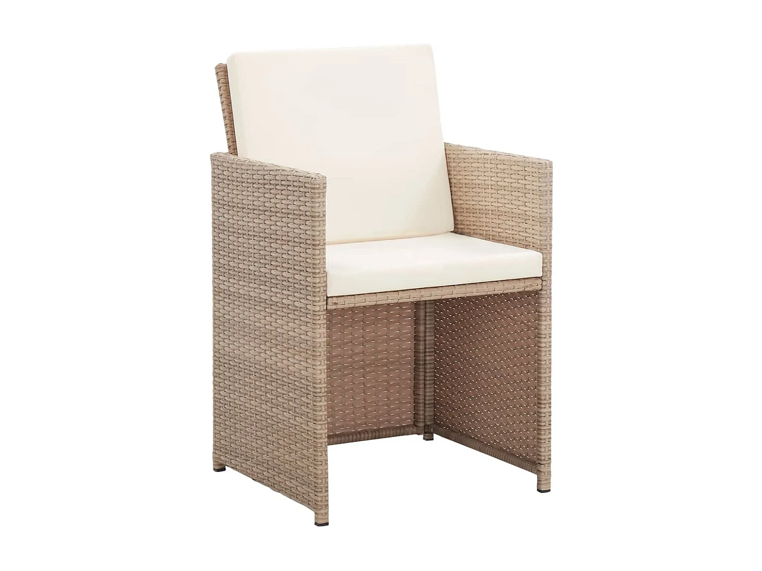 Set da Pranzo da Giardino 17 pz con Cuscini in Polyrattan Beige