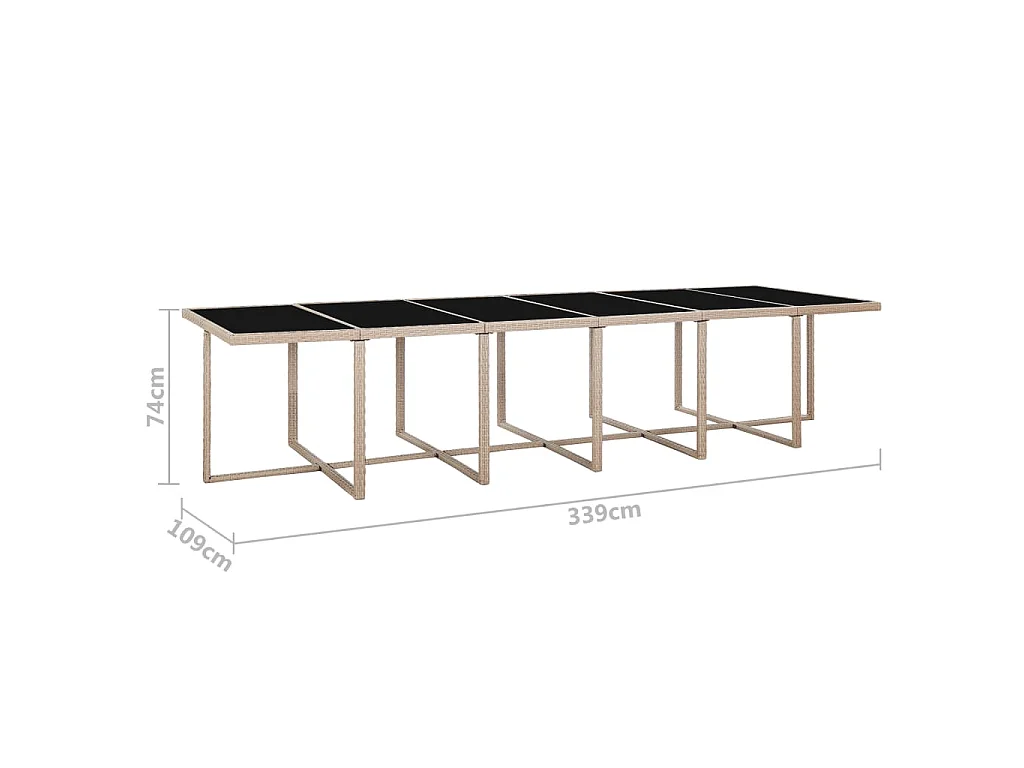 Ensemble à manger d'extérieur avec coussins 17 pcs rotin Beige