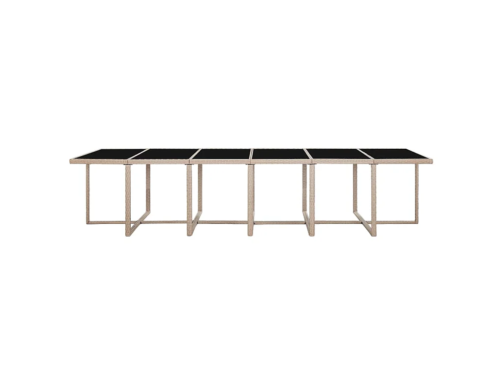 Ensemble à manger d'extérieur avec coussins 17 pcs rotin Beige