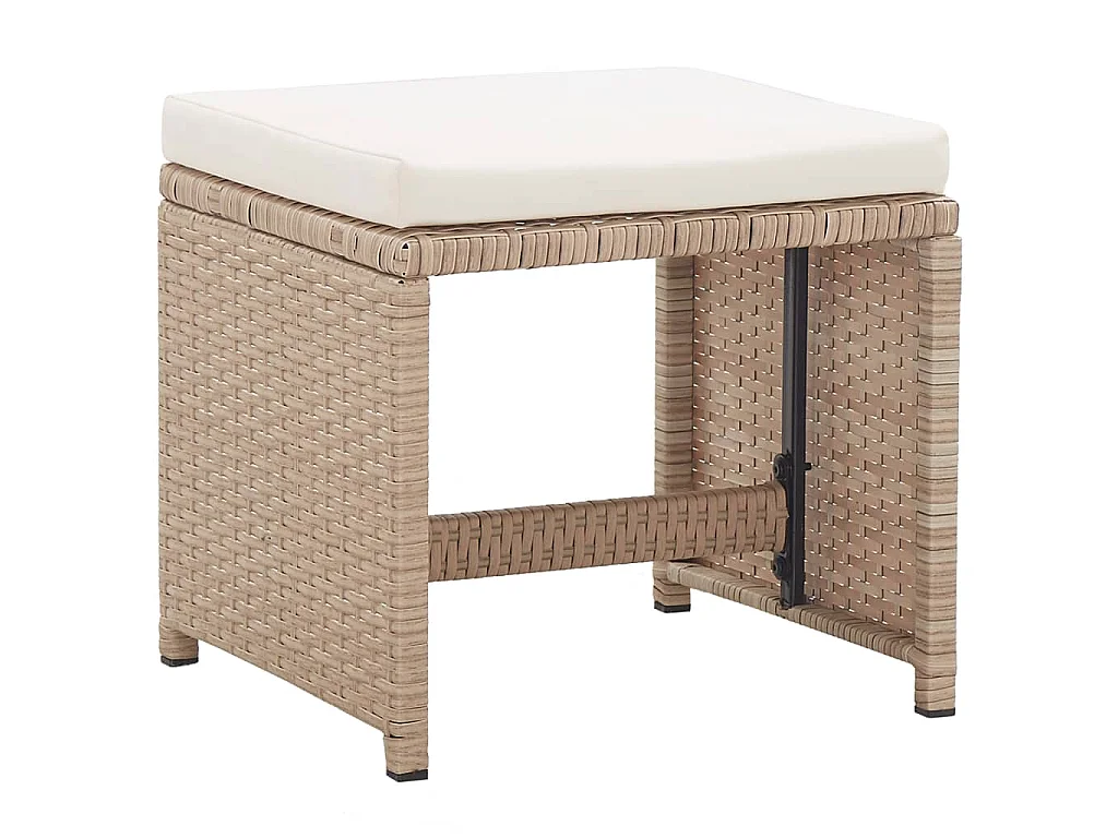 Ensemble à manger d'extérieur avec coussins 17 pcs rotin Beige