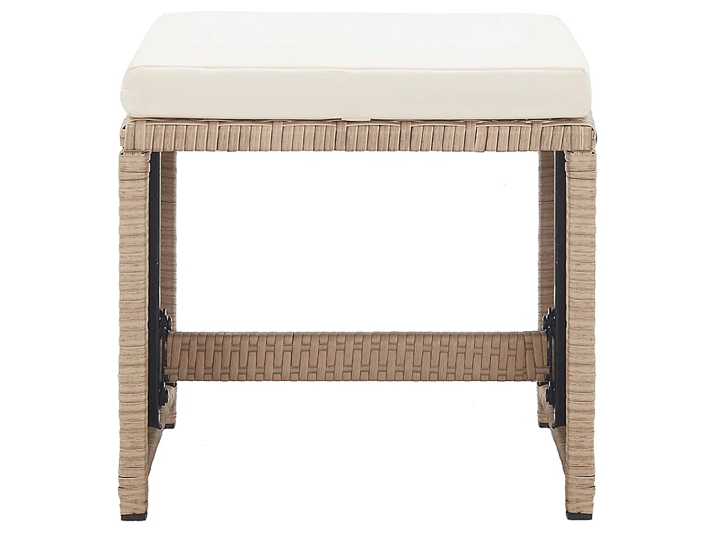 Ensemble à manger d'extérieur avec coussins 17 pcs rotin Beige