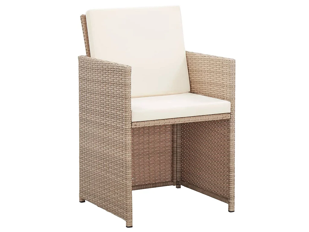 Ensemble à manger d'extérieur avec coussins 17 pcs rotin Beige