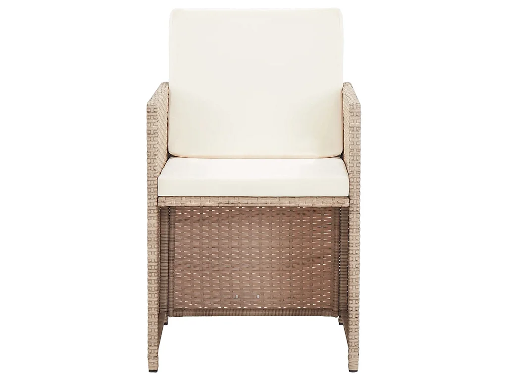 Ensemble à manger d'extérieur avec coussins 17 pcs rotin Beige