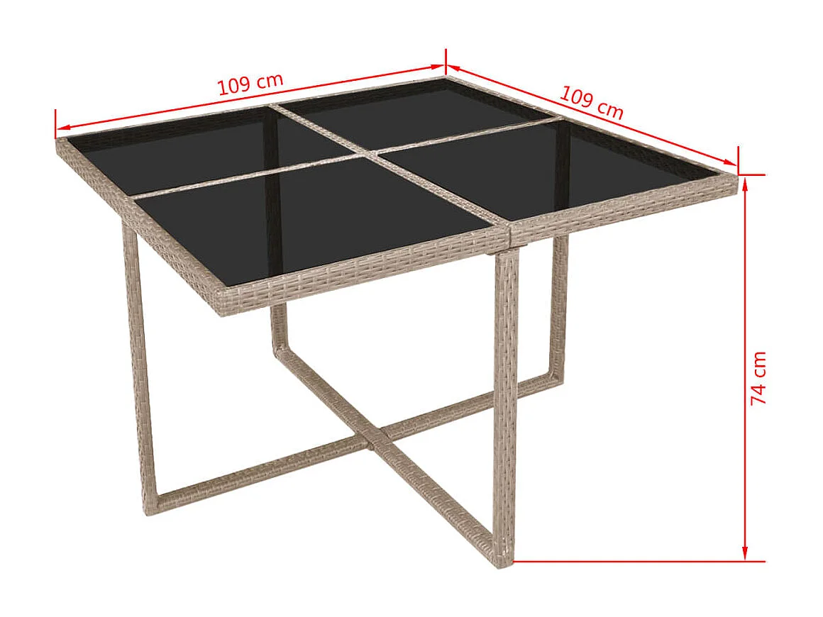 Ensemble à manger d'extérieur et coussins 9 pcs résine tressée