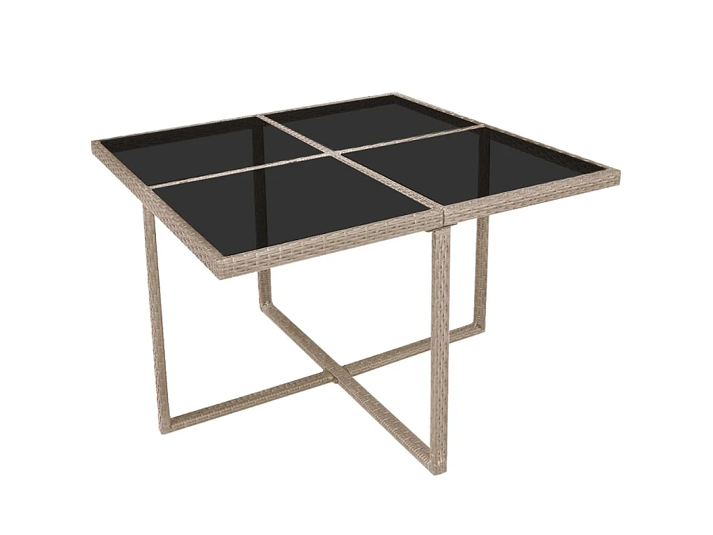 9 pcs conjunto jantar exterior com almofadões vime PE bege