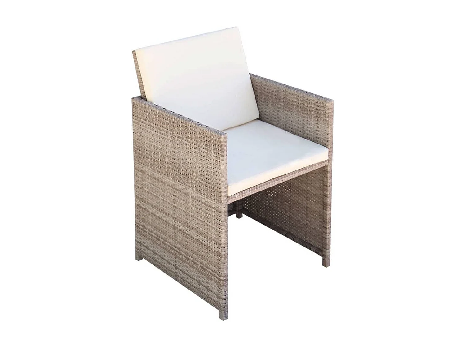 9 pcs conjunto jantar exterior com almofadões vime PE bege