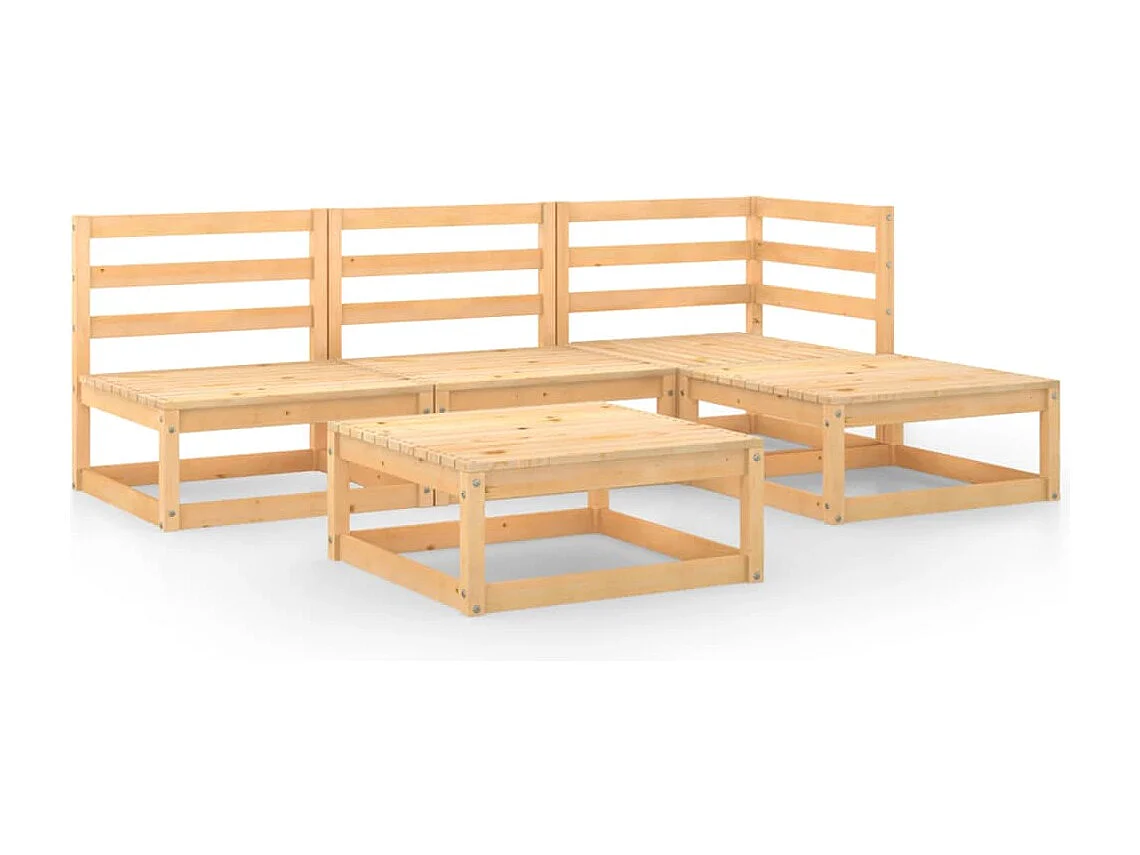 Set Divani da Giardino 5 pz in Legno Massello di Pino