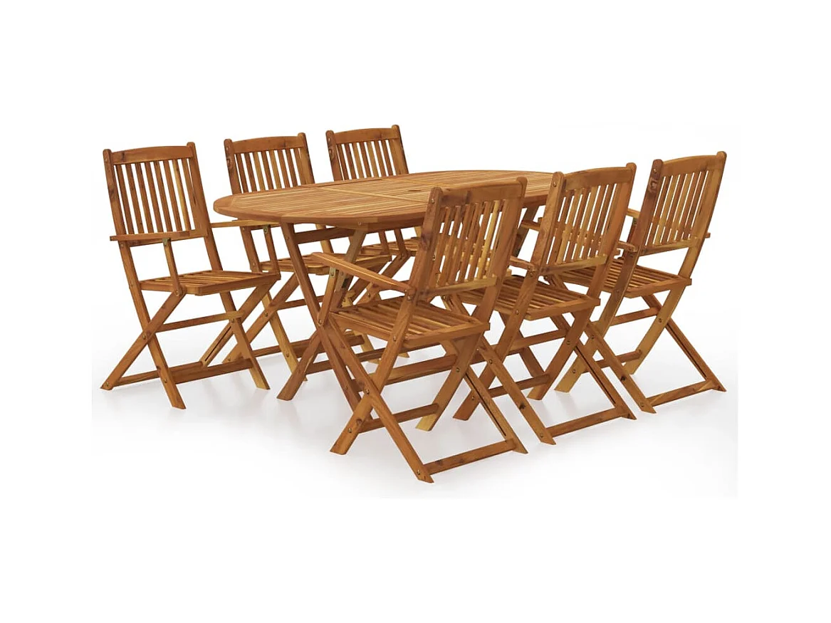 Ensemble à manger d'extérieur pliable 7pcs Bois d'acacia solide