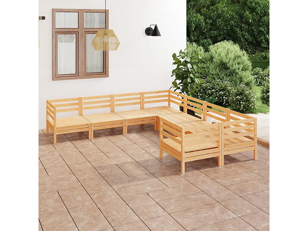 Salon de jardin 8 pcs Bois de pin massif