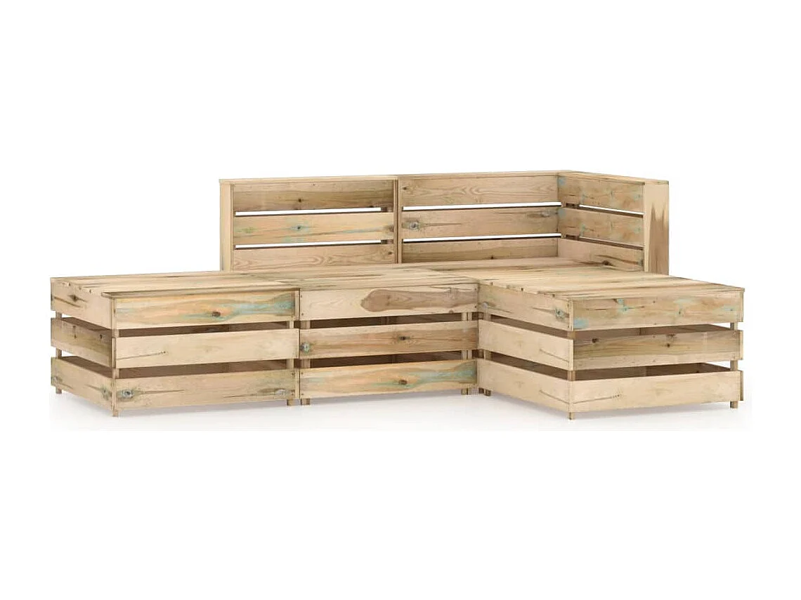 Salon de jardin 4 pcs Bois de pin imprégné de vert