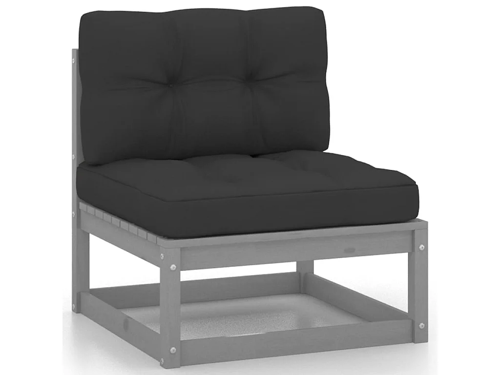 14-tlg. Garten-Lounge-Set mit Kissen Grau Massivholz Kiefer