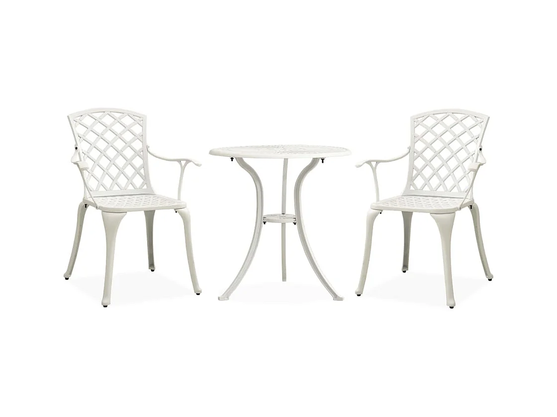 Ensemble de bistro 3 pcs Aluminium coulé Blanc