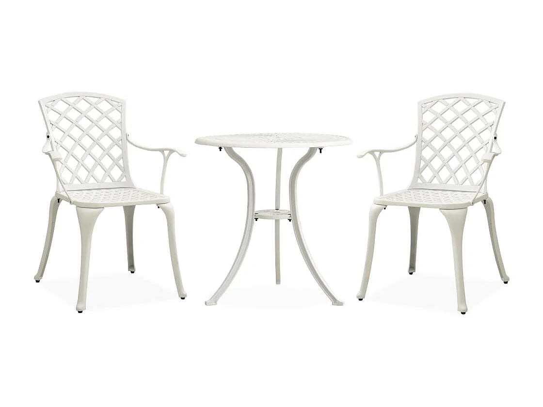 3-delige Bistroset gietaluminium wit