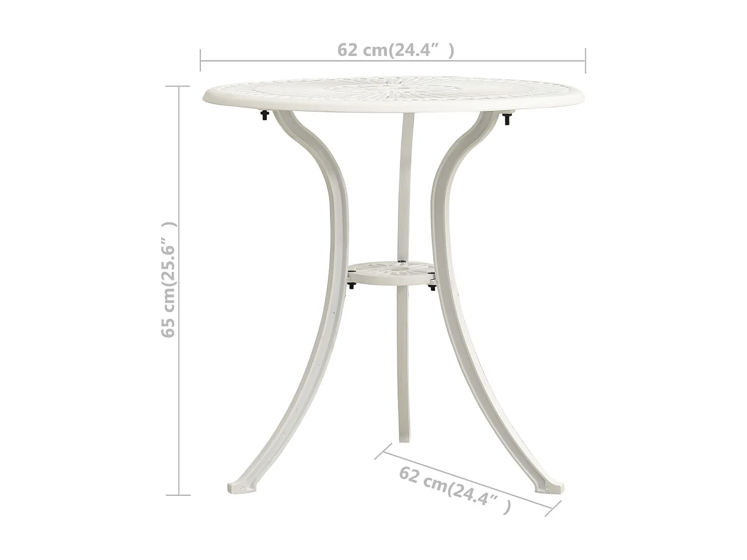 3-delige Bistroset gietaluminium wit