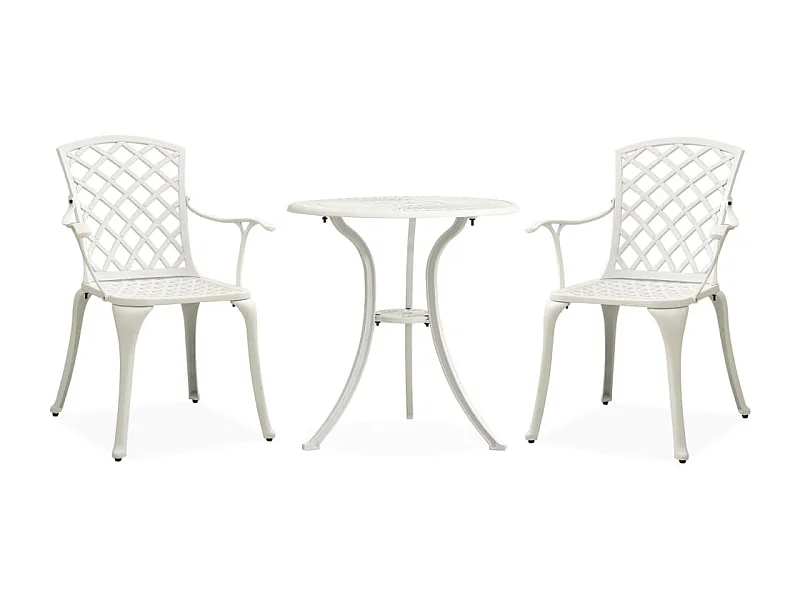 3-delige Bistroset gietaluminium wit