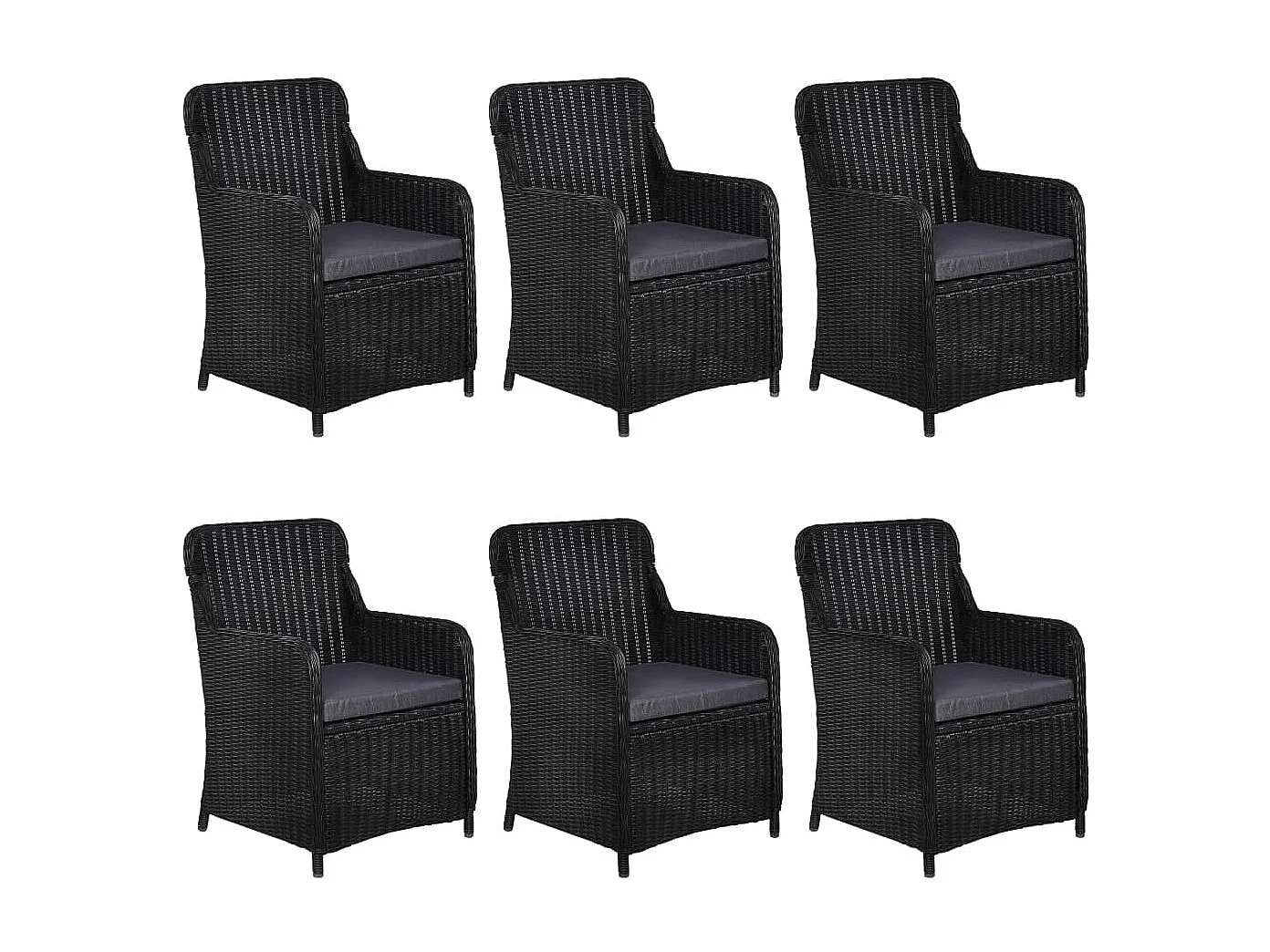 Ensemble à manger d'extérieur 7 pcs Résine tressée Noir