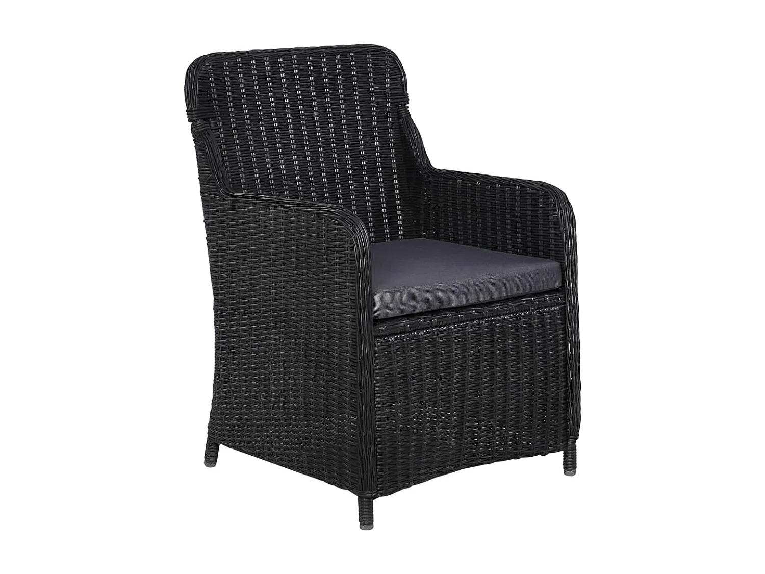 Ensemble à manger d'extérieur 7 pcs Résine tressée Noir