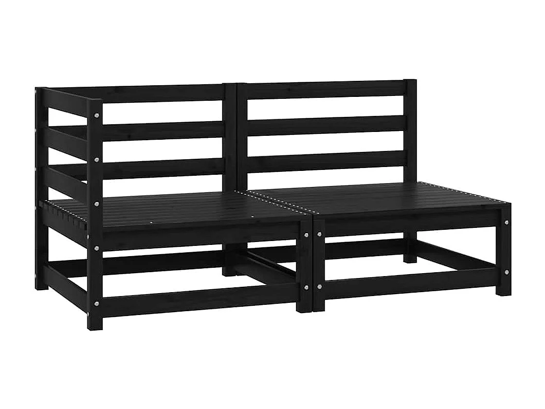 2-delige Loungeset massief grenenhout zwart