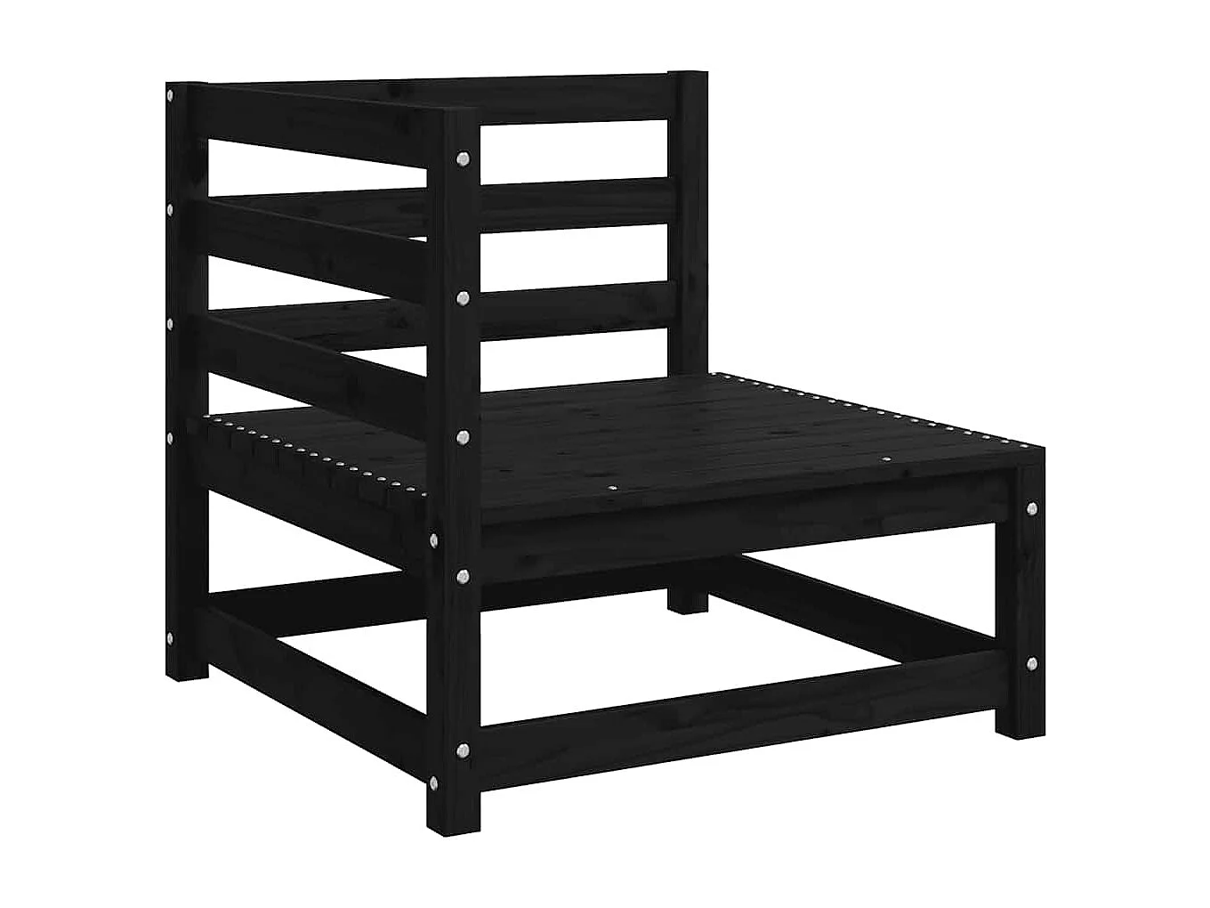 Salon de jardin 2 pcs noir bois de pin massif