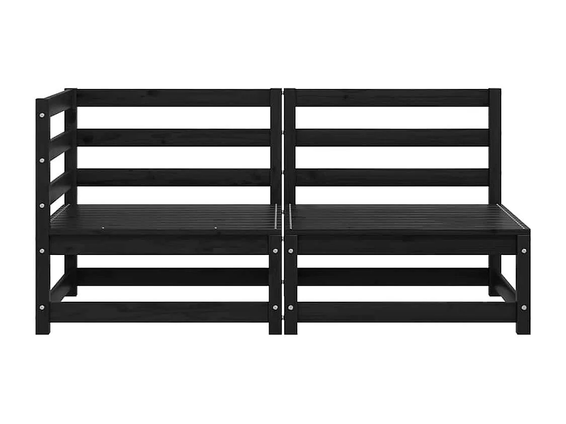 Salon de jardin 2 pcs noir bois de pin massif