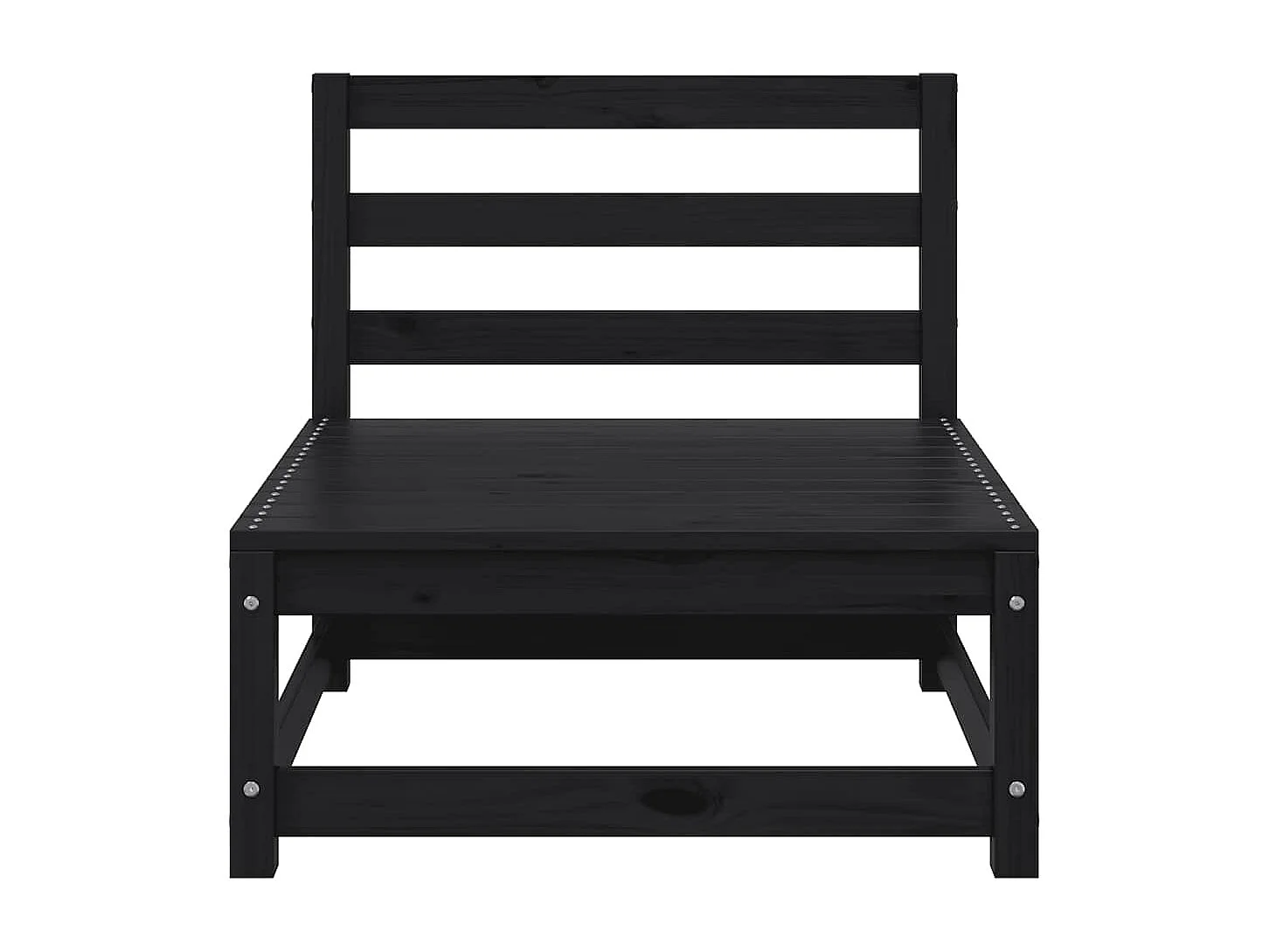 Salon de jardin 2 pcs noir bois de pin massif