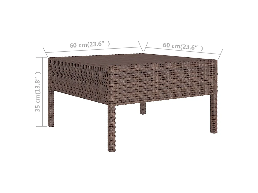 10-tlg. Garten-Lounge-Set mit Auflagen Poly Rattan Braun