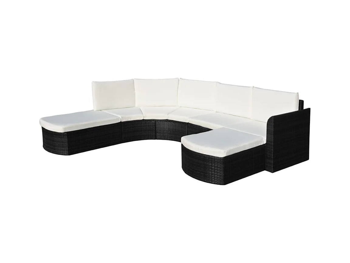 Salon de jardin 4 pcs avec coussins Résine tressée Noir