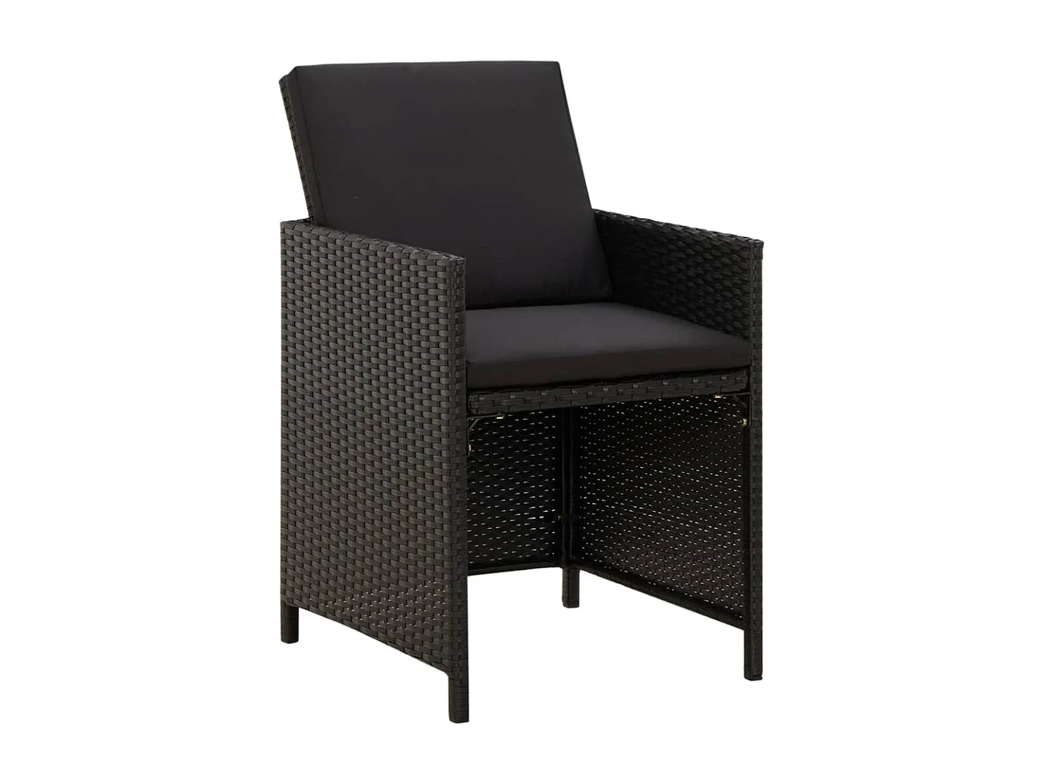 Ensemble à dîner de jardin avec coussins 5 pcs poly rotin noir