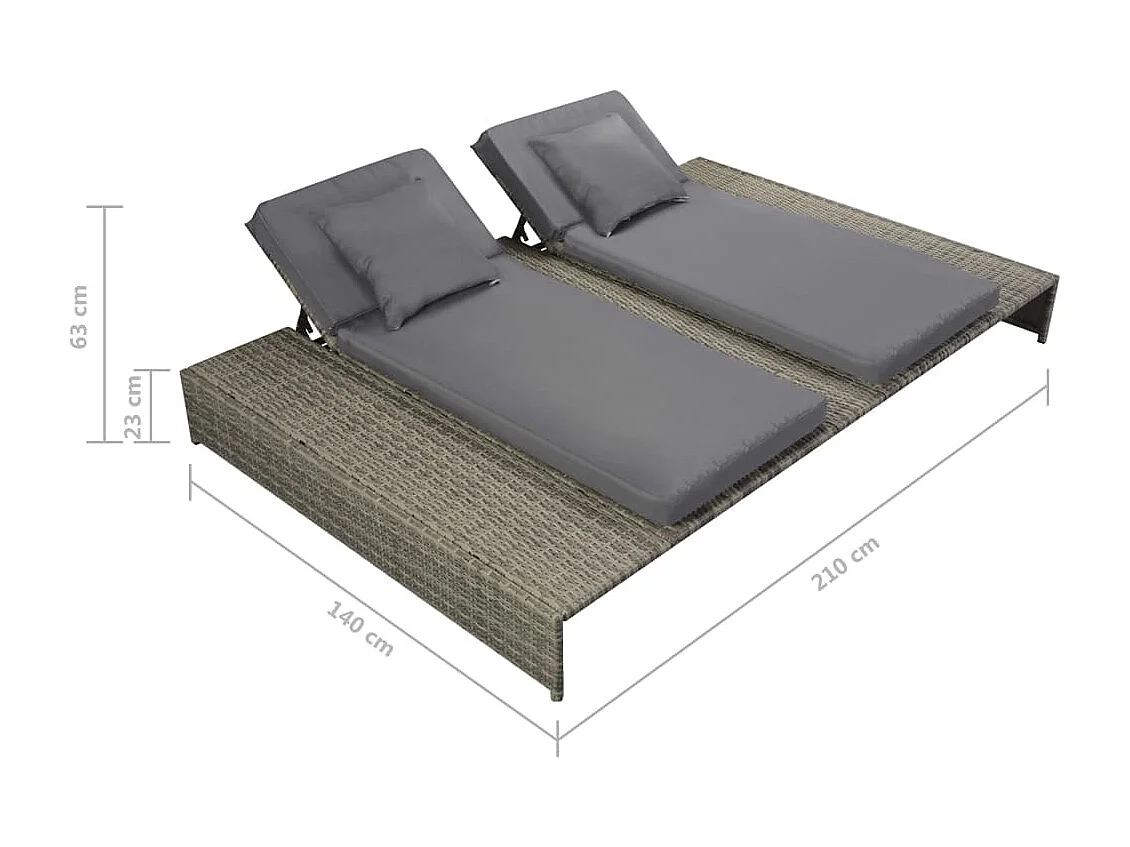 Set Divani da Giardino 5 pz con Cuscini in Polyrattan Grigio