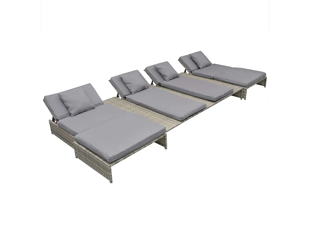 Salon de jardin 5 pcs avec coussins Résine tressée Gris