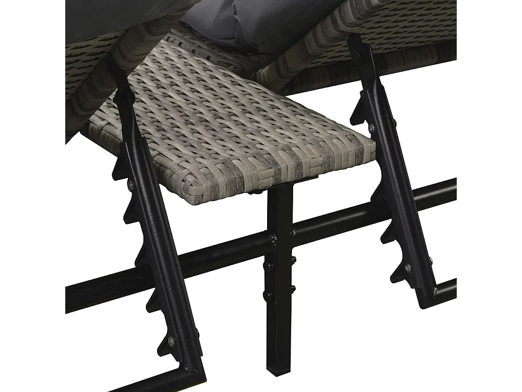 Salon de jardin 5 pcs avec coussins Résine tressée Gris