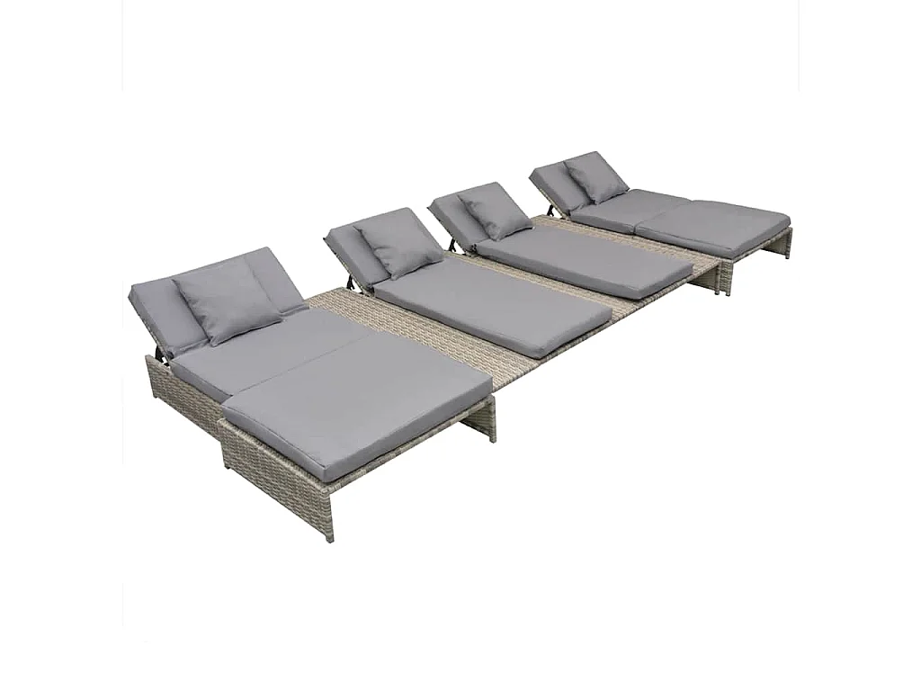 Set de muebles de jardín 5 pzas y cojines ratán sintético gris
