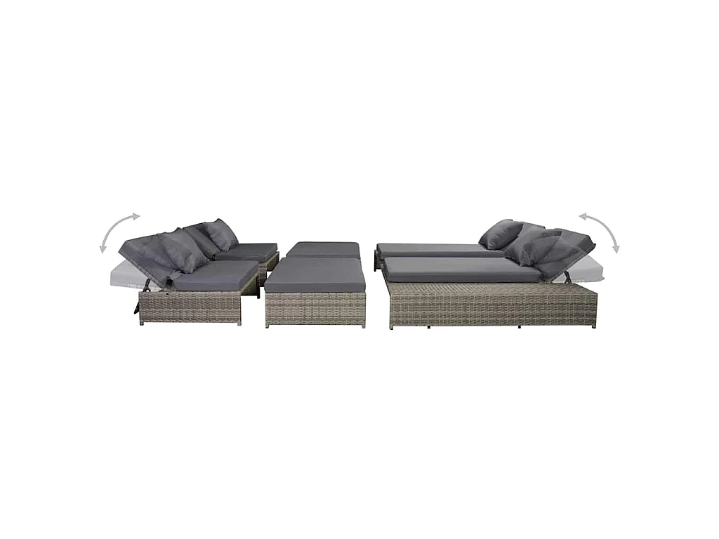 Set de muebles de jardín 5 pzas y cojines ratán sintético gris