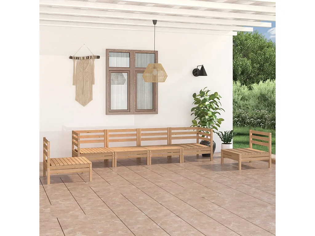 Salon de jardin 6 pcs Bois de pin massif