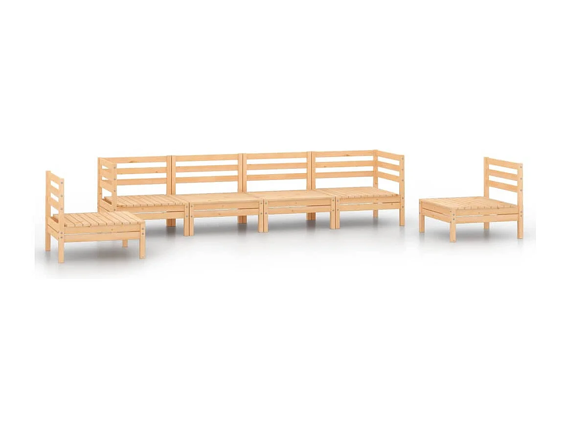 Salon de jardin 6 pcs Bois de pin massif