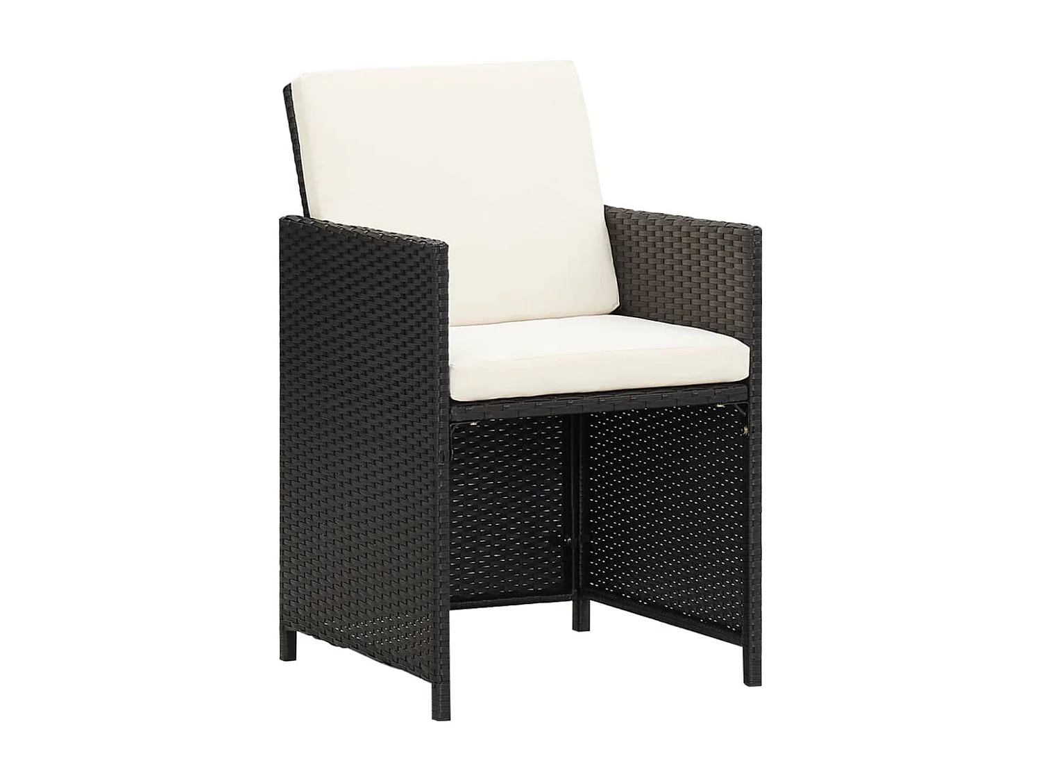 17-tlg. Garten-Essgruppe mit Kissen Poly Rattan Schwarz