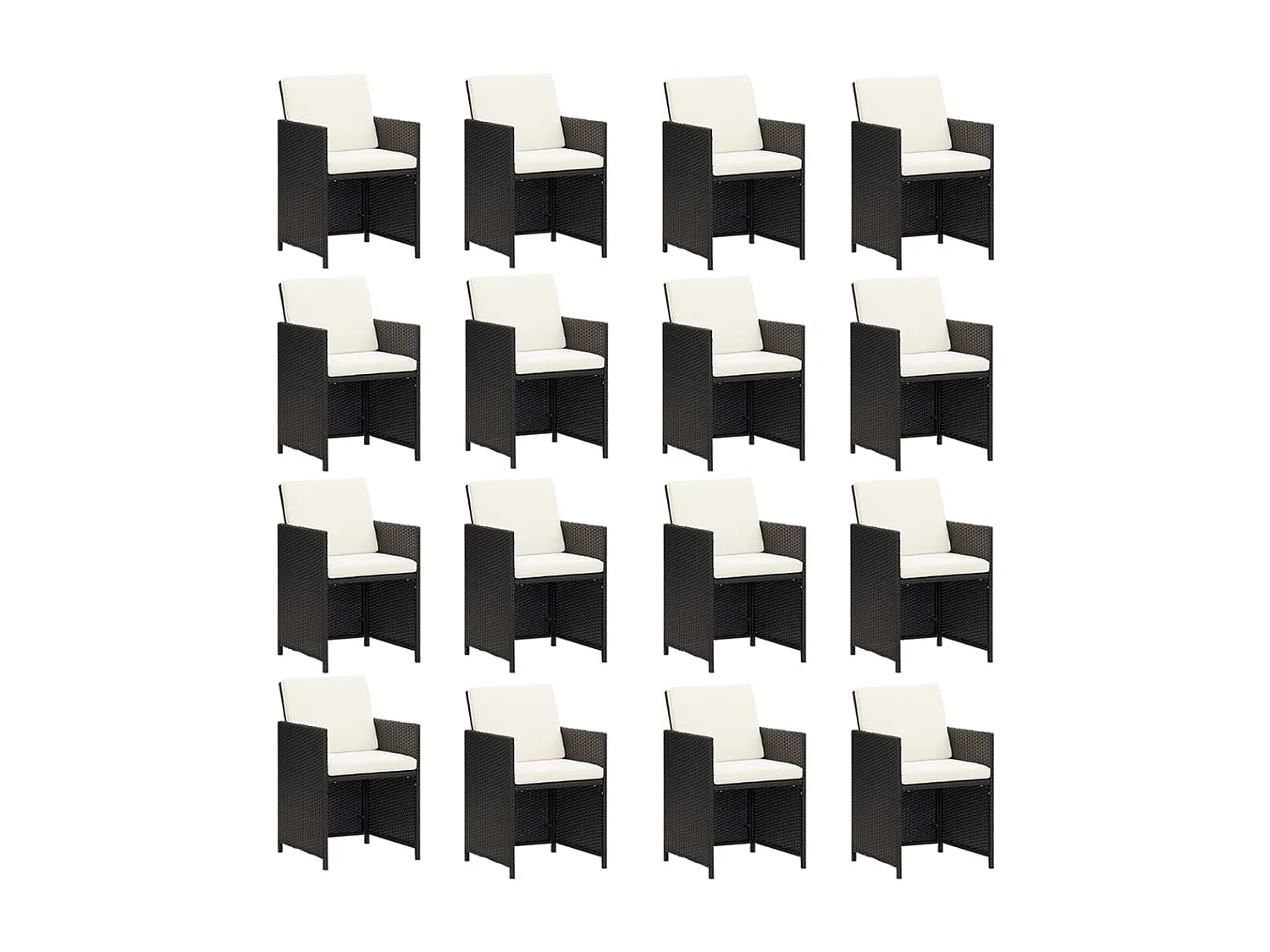 Ensemble à manger de jardin coussins 17 pcs Résine tressée Noir