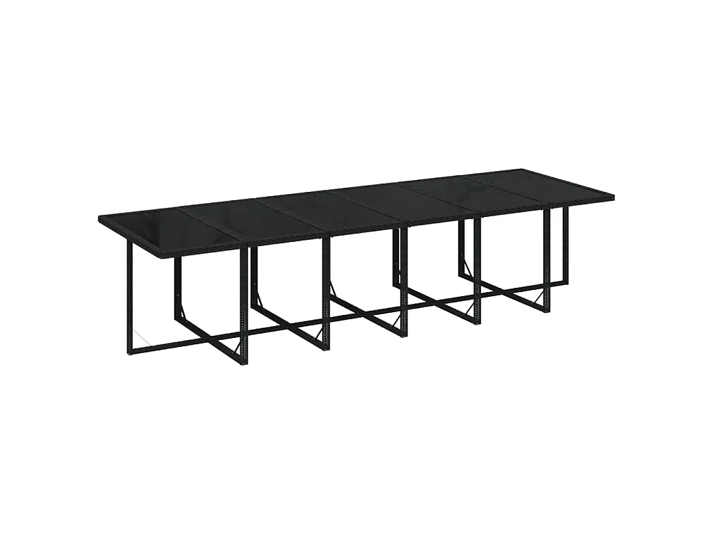Set da Pranzo per Giardino 17 pz con Cuscini in Polyrattan Nero