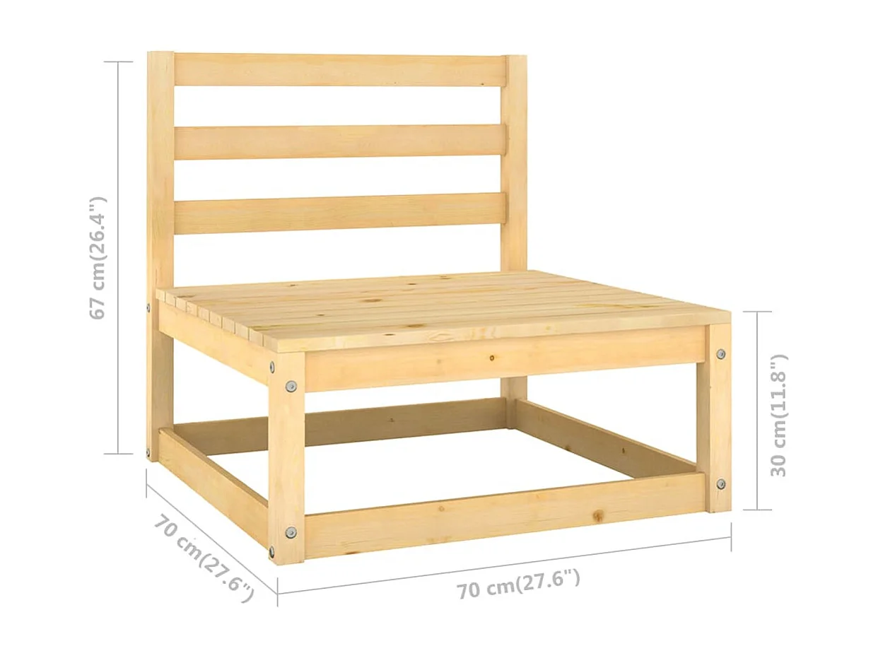 Salon de jardin 8 pcs avec coussins Bois de pin massif