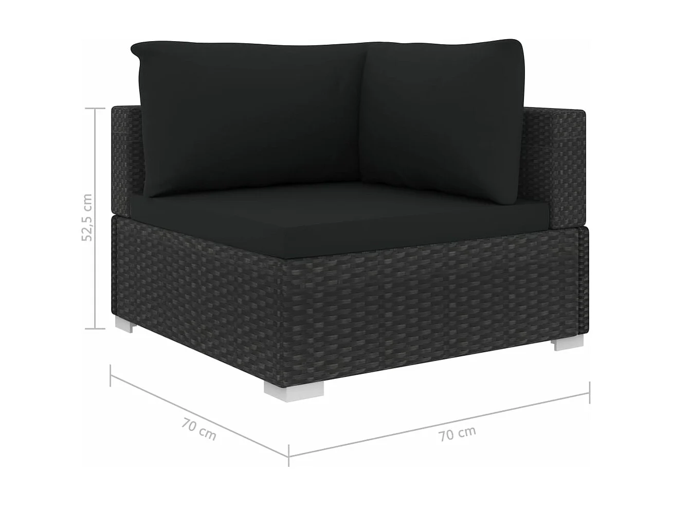 5-tlg. Garten-Lounge-Set mit Auflagen Poly Rattan Schwarz