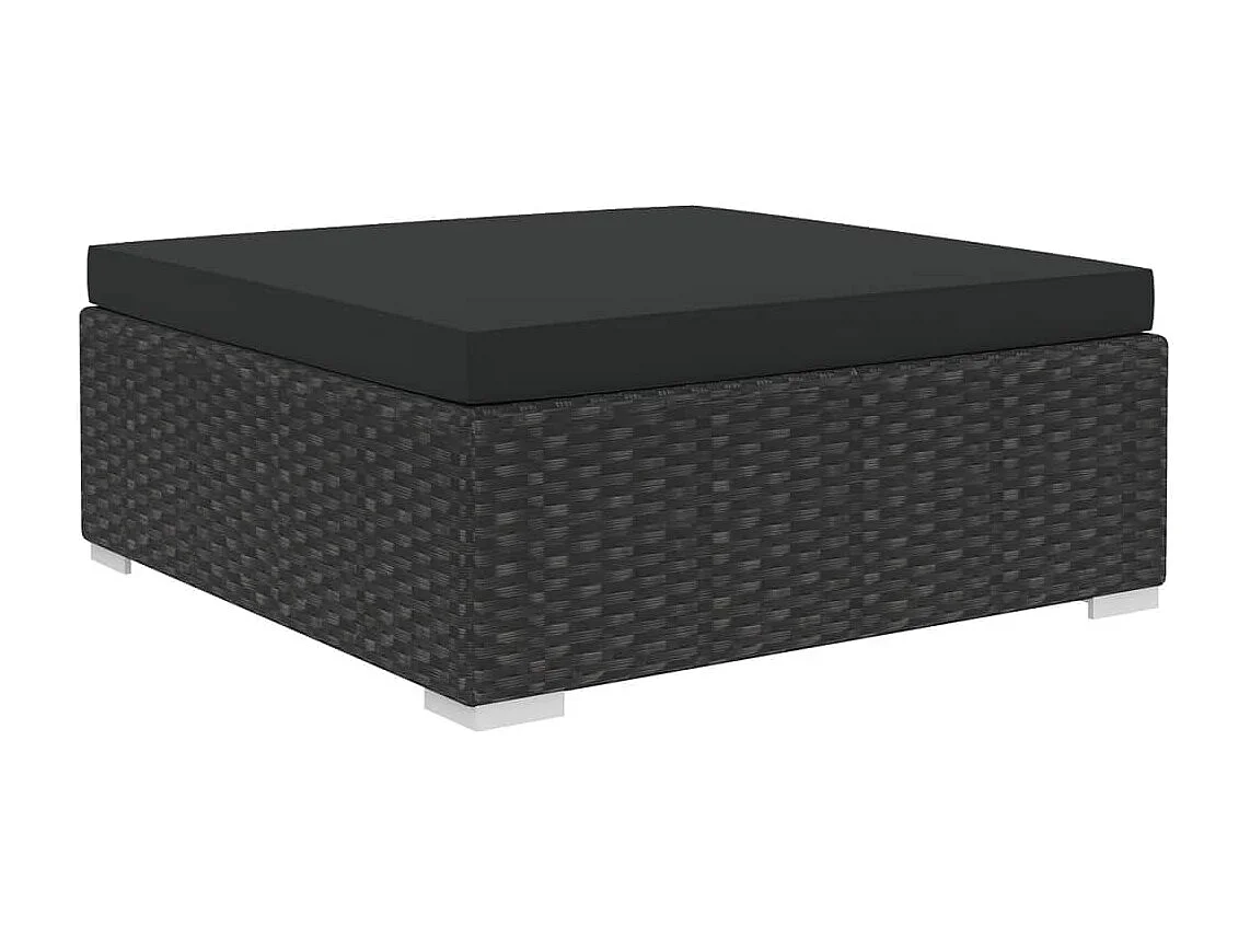 5-tlg. Garten-Lounge-Set mit Auflagen Poly Rattan Schwarz