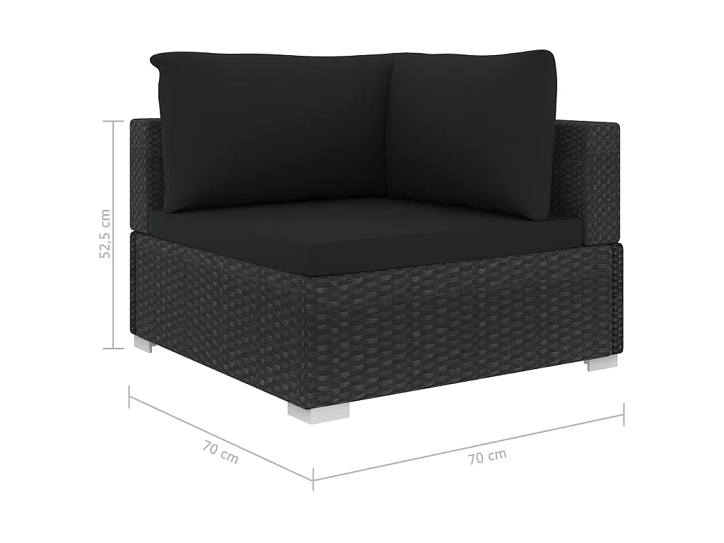 Set Divani da Giardino 5 pz con Cuscini in Polyrattan Nero